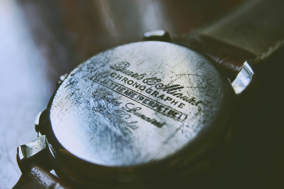 Scuffed silver vintage wristwatch