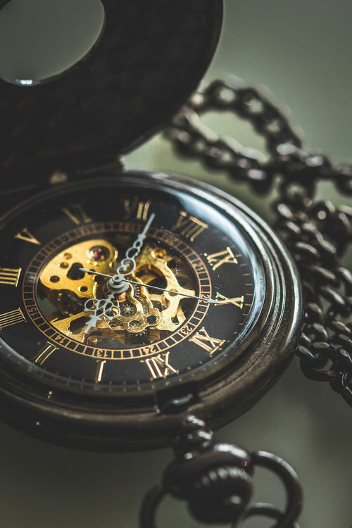 Black enamel vintage pocket watch