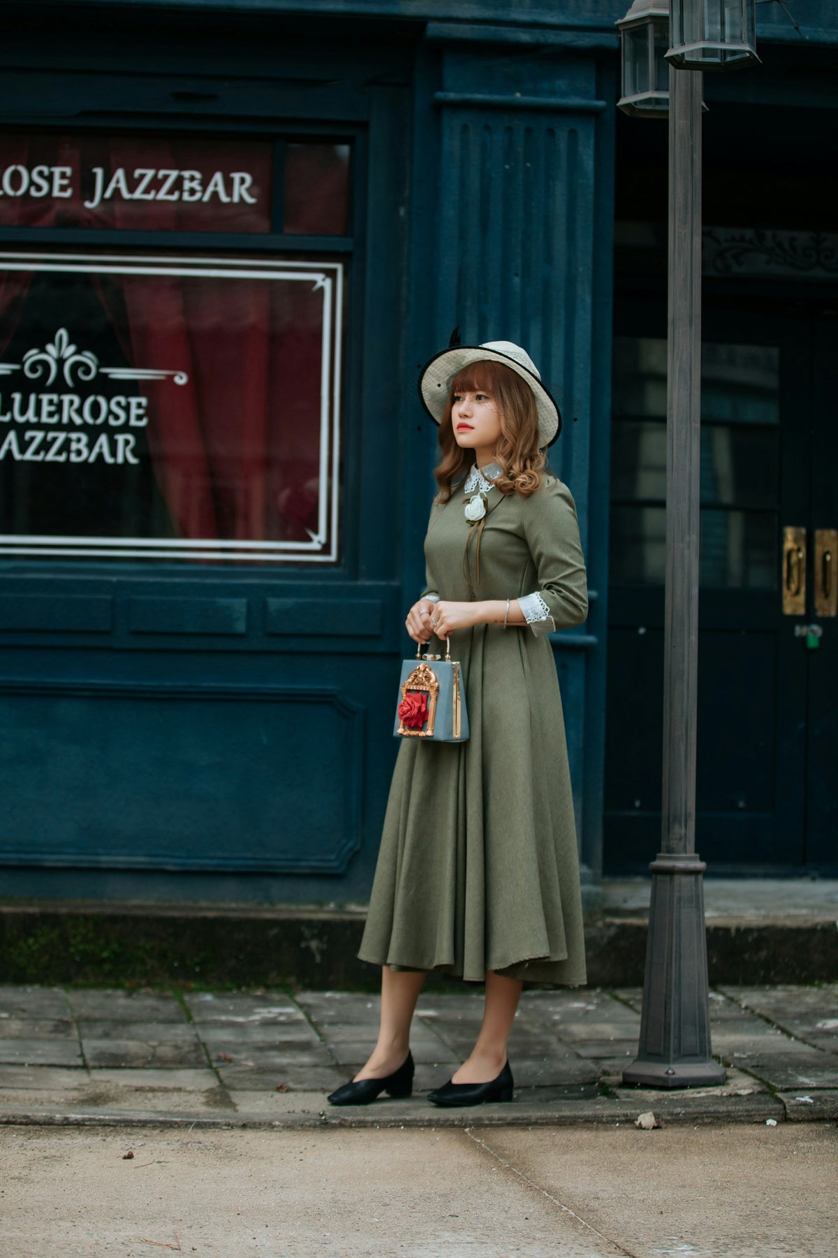 Classic navy vintage wool overcoat