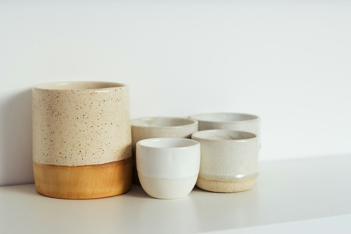 Ochre glazed studio ceramic vase