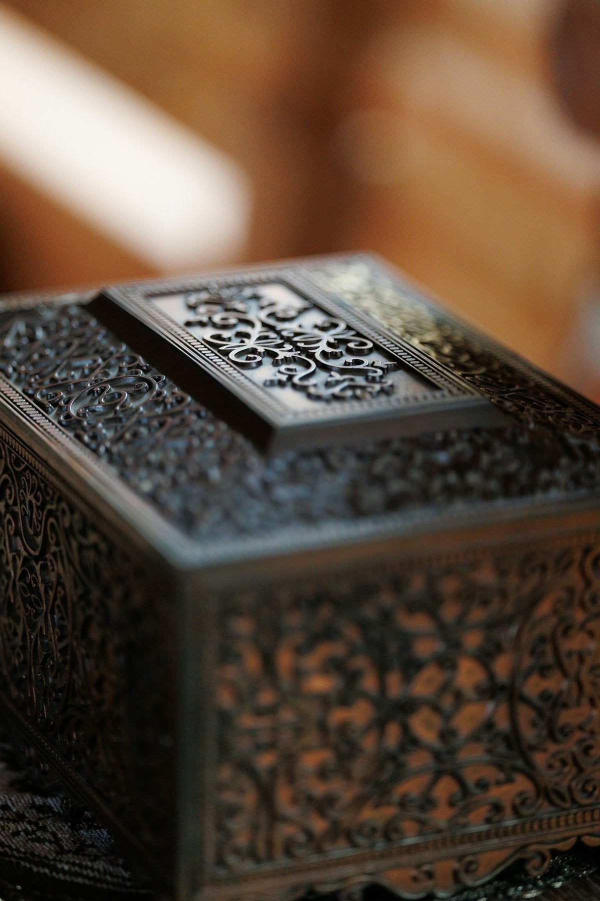 Ornate silver floral vintage keepsake box